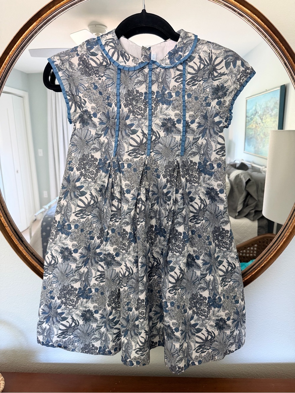 Elephantito Blue Floral Peter Pan Collar Kids Dress